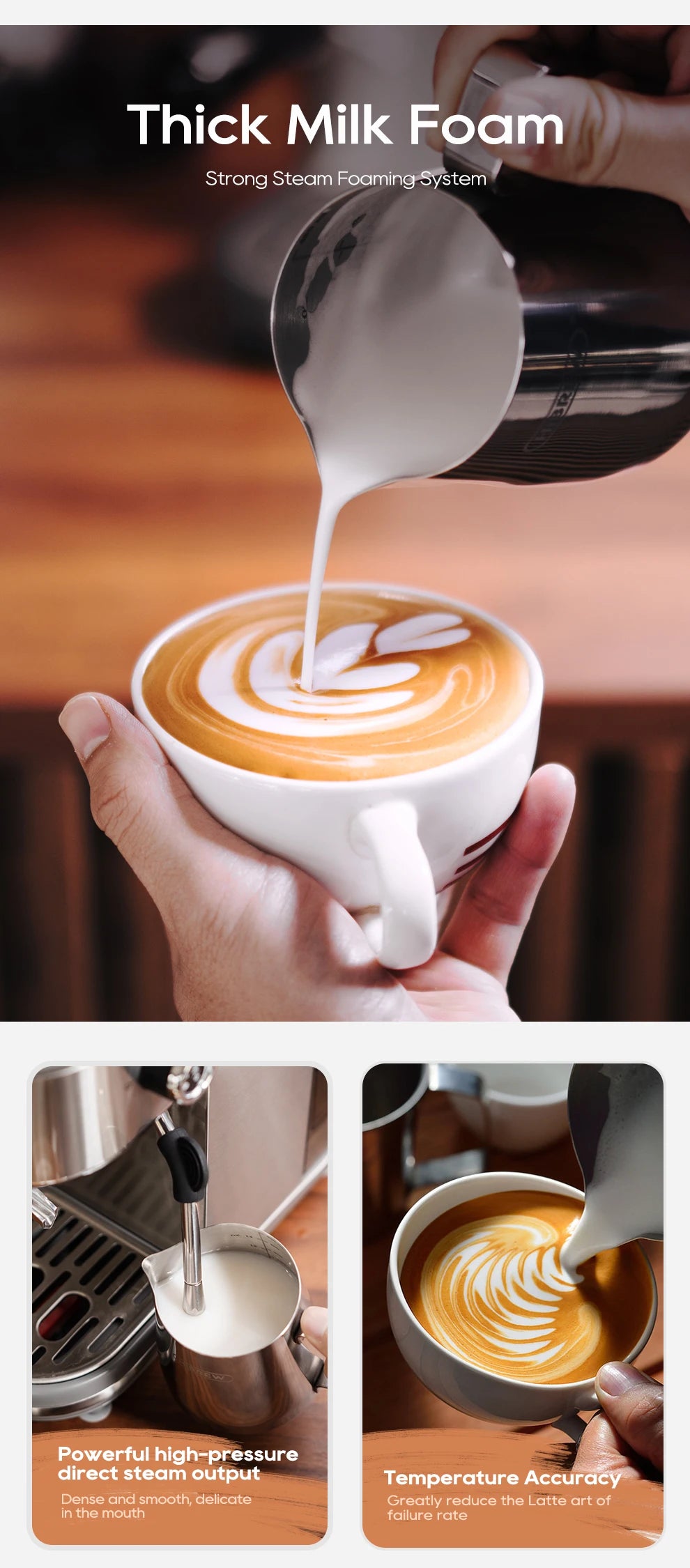 HiBREW 20Bar Semi Auto Espresso Machine Slim Maker