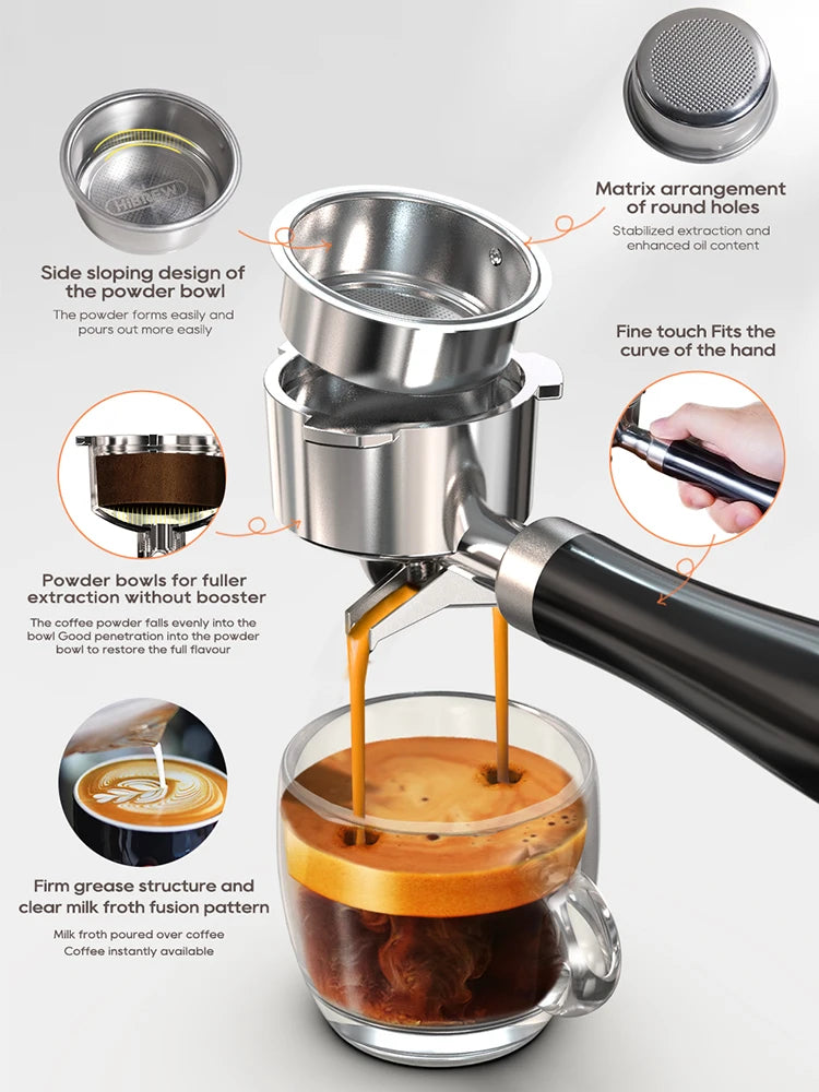 HiBREW 20Bar Semi Auto Espresso Machine Slim Maker