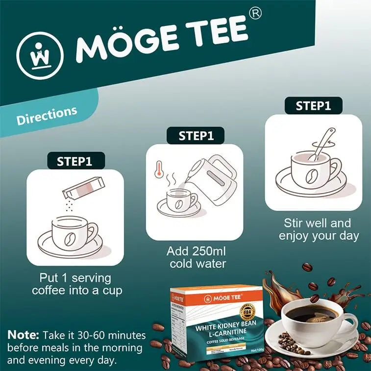 Moge Tee White Bean L-Carnitine Coffee Mix 10 Bags
