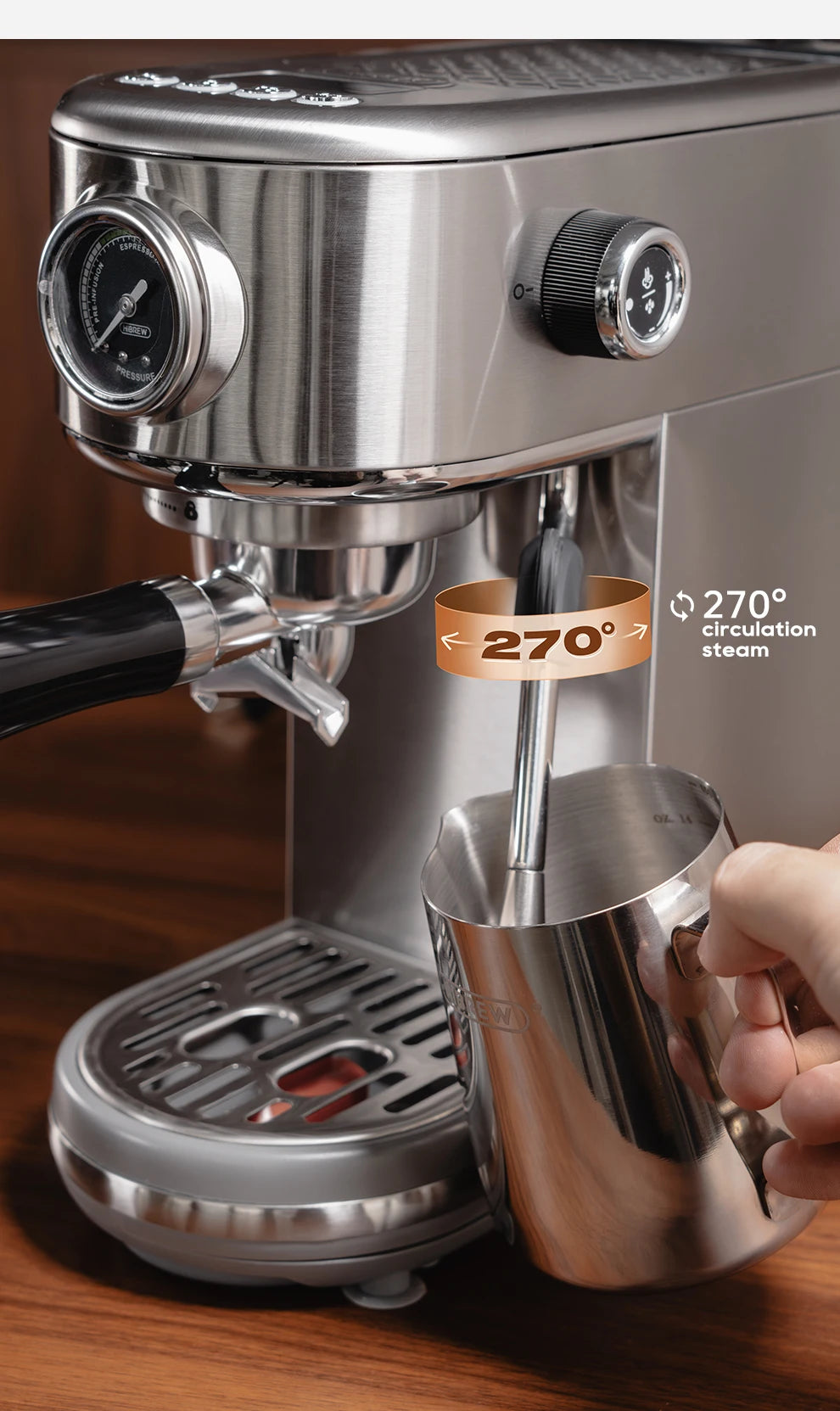 HiBREW 20Bar Semi Auto Espresso Machine Slim Maker