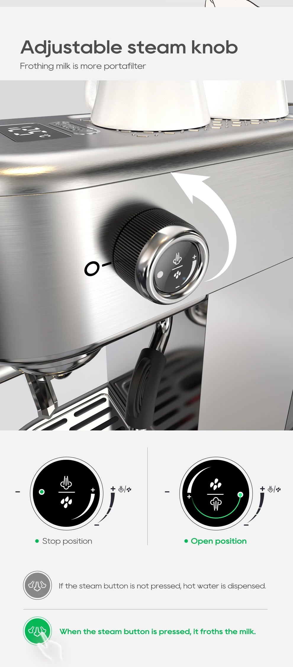 HiBREW 20Bar Semi Auto Espresso Machine Slim Maker