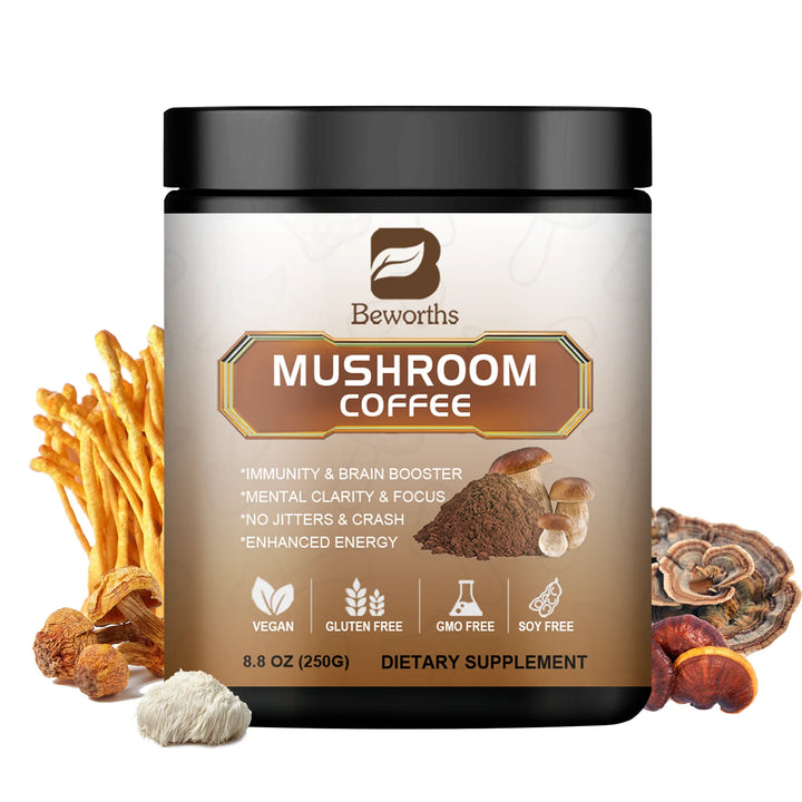 Beworths Mushroom Coffee Energy Focus Blend Drink