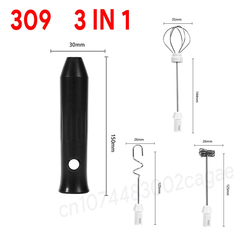 Electric Milk Frother Egg Beater USB 3 Speed Foam Maker
