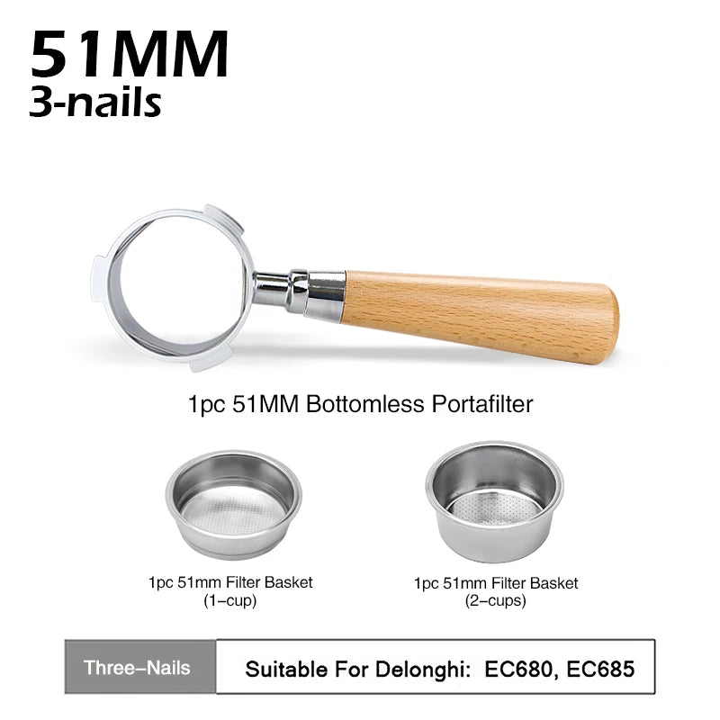 Bottomless Portafilter 51mm For Delonghi Espresso