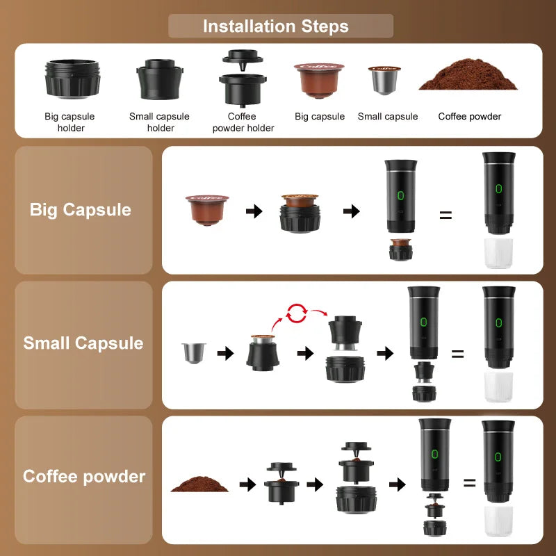 Portable Wireless Espresso Machine Travel Coffee Maker