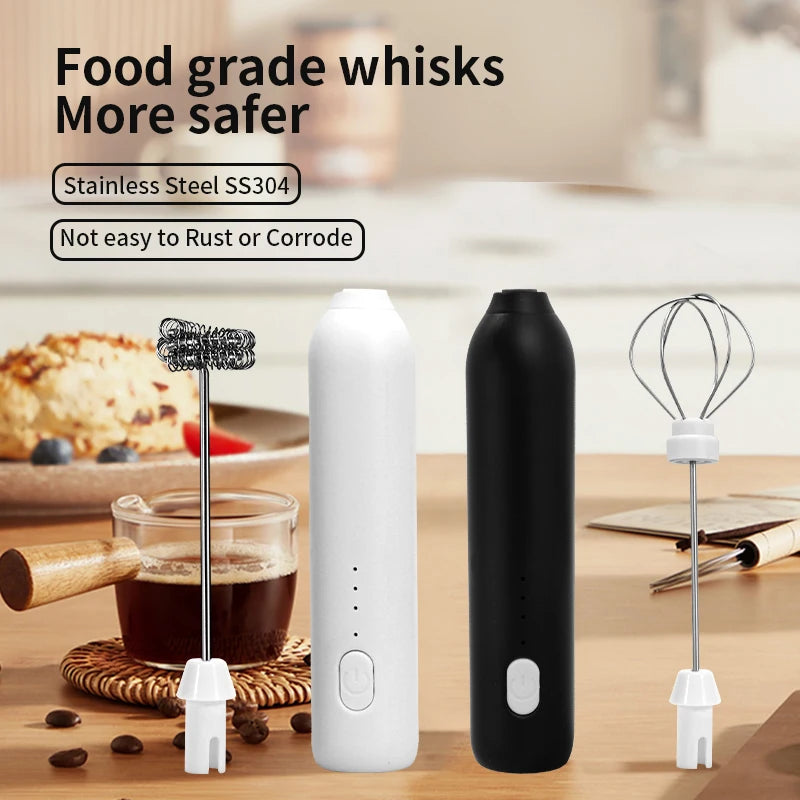 Electric Milk Frother Egg Beater USB 3 Speed Foam Maker