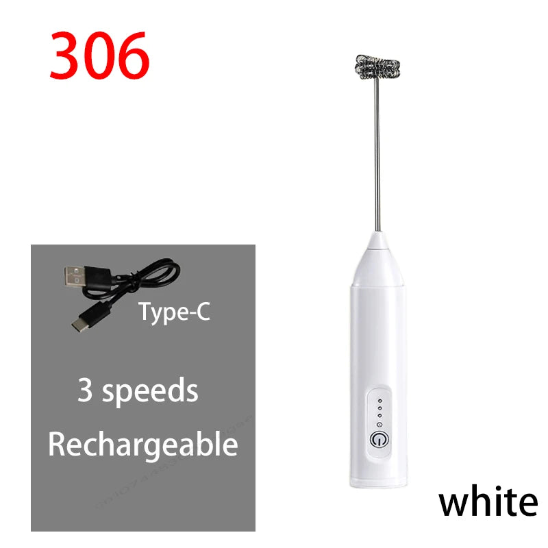 Electric Milk Frother Egg Beater USB 3 Speed Foam Maker