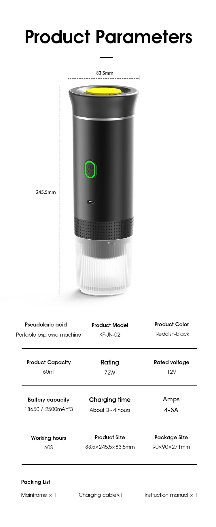 Portable Wireless Espresso Machine Travel Coffee Maker