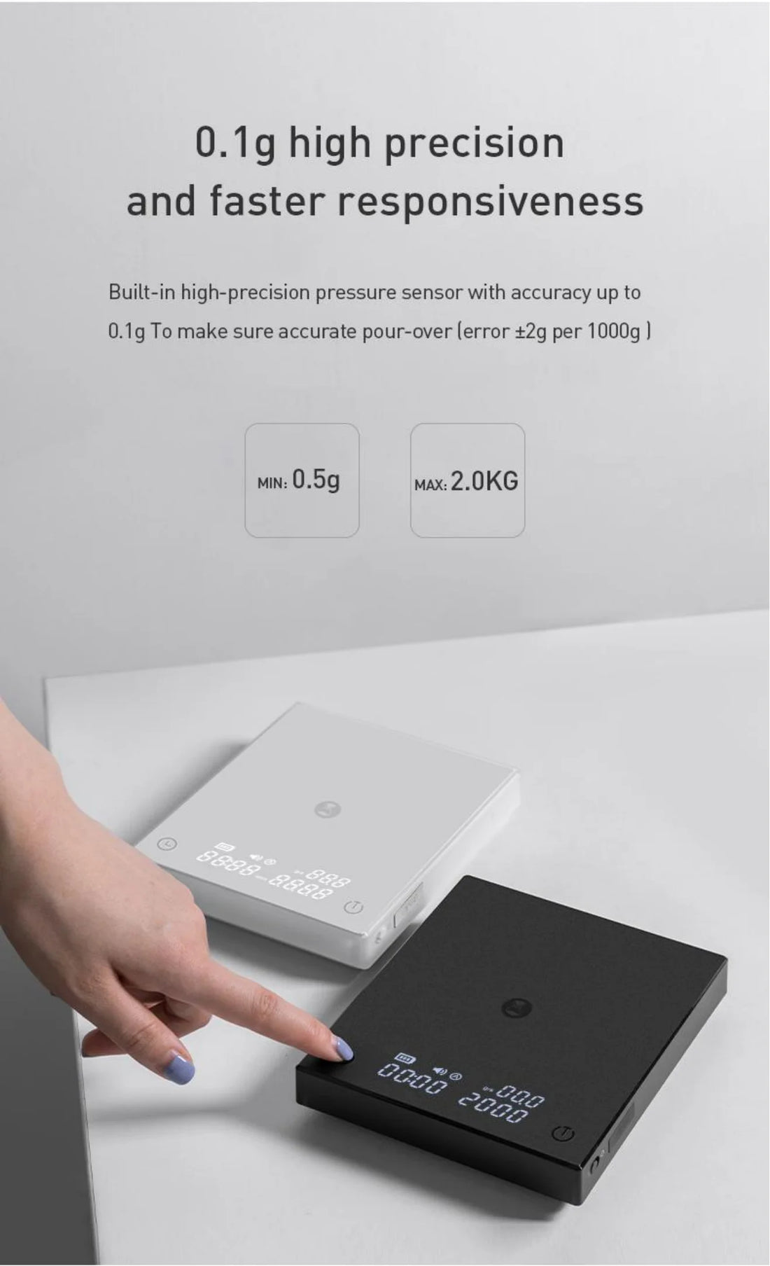 TIMEMORE Black Mirror Coffee Scale Timer Digital