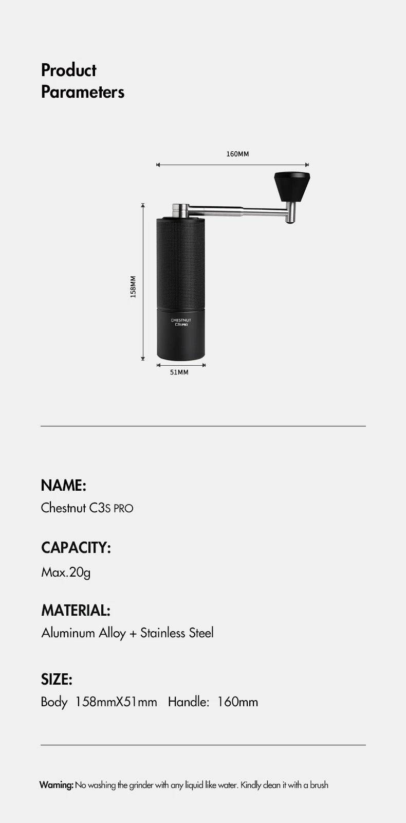 TIMEMORE Chestnut C3S Pro Manual Coffee Grinder 25g