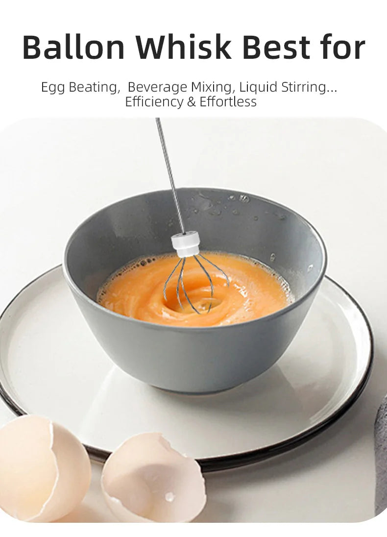 Electric Milk Frother Egg Beater USB 3 Speed Foam Maker