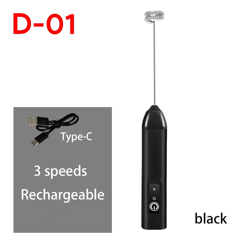 Electric Milk Frother Egg Beater USB 3 Speed Foam Maker