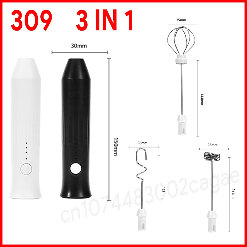 Electric Milk Frother Egg Beater USB 3 Speed Foam Maker