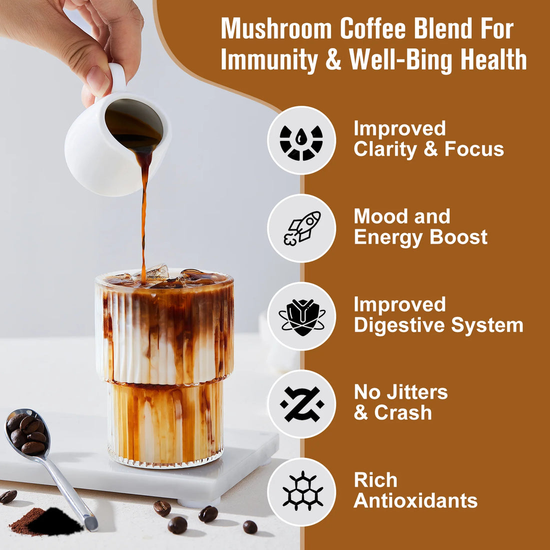 Beworths Mushroom Coffee Energy Focus Blend Drink
