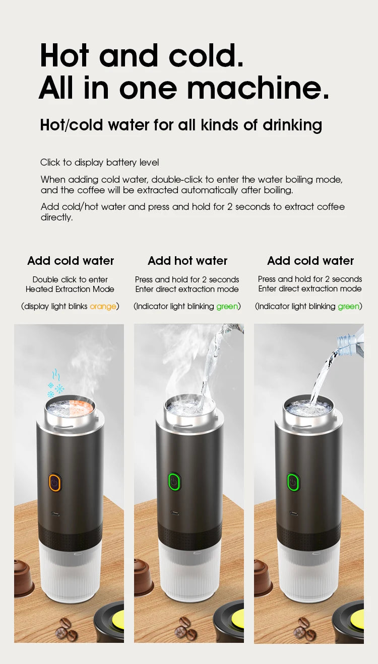 Portable Wireless Espresso Machine Travel Coffee Maker