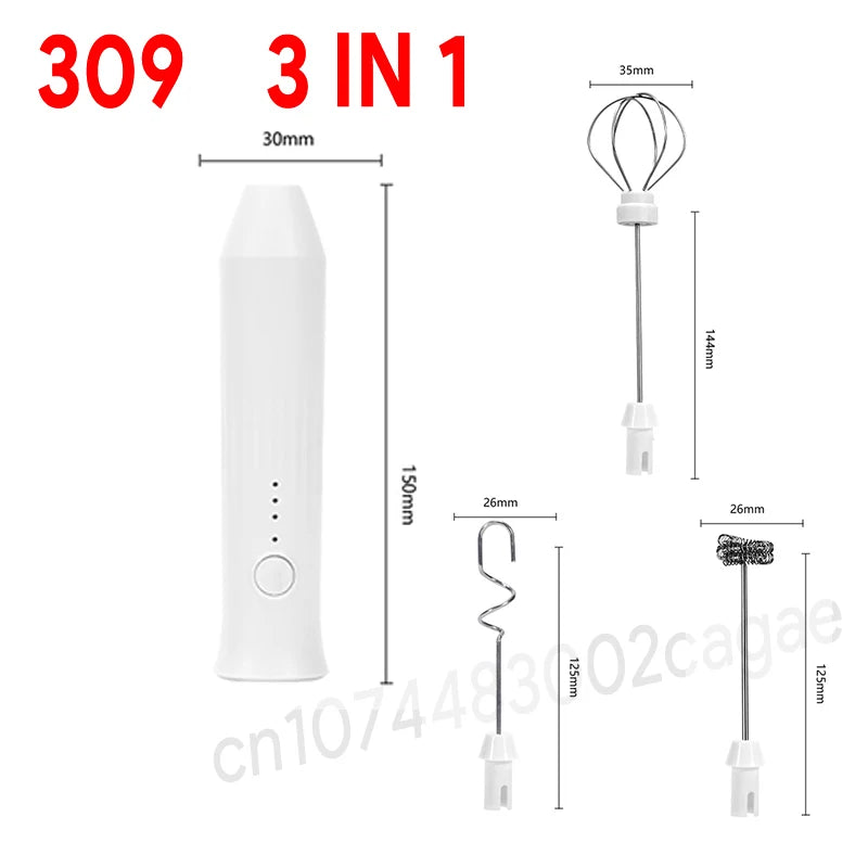 Electric Milk Frother Egg Beater USB 3 Speed Foam Maker