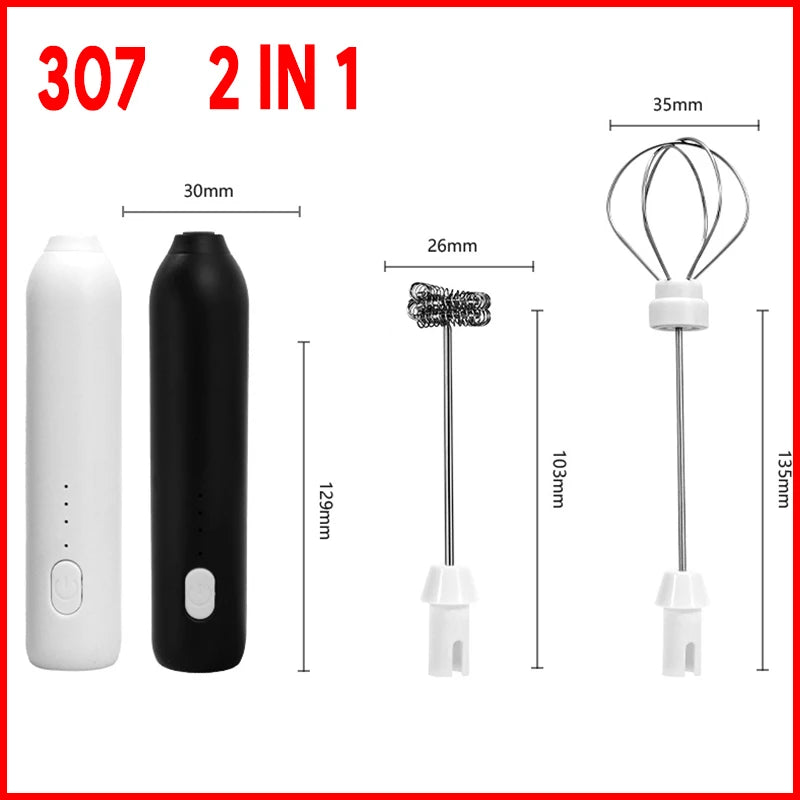 Electric Milk Frother Egg Beater USB 3 Speed Foam Maker
