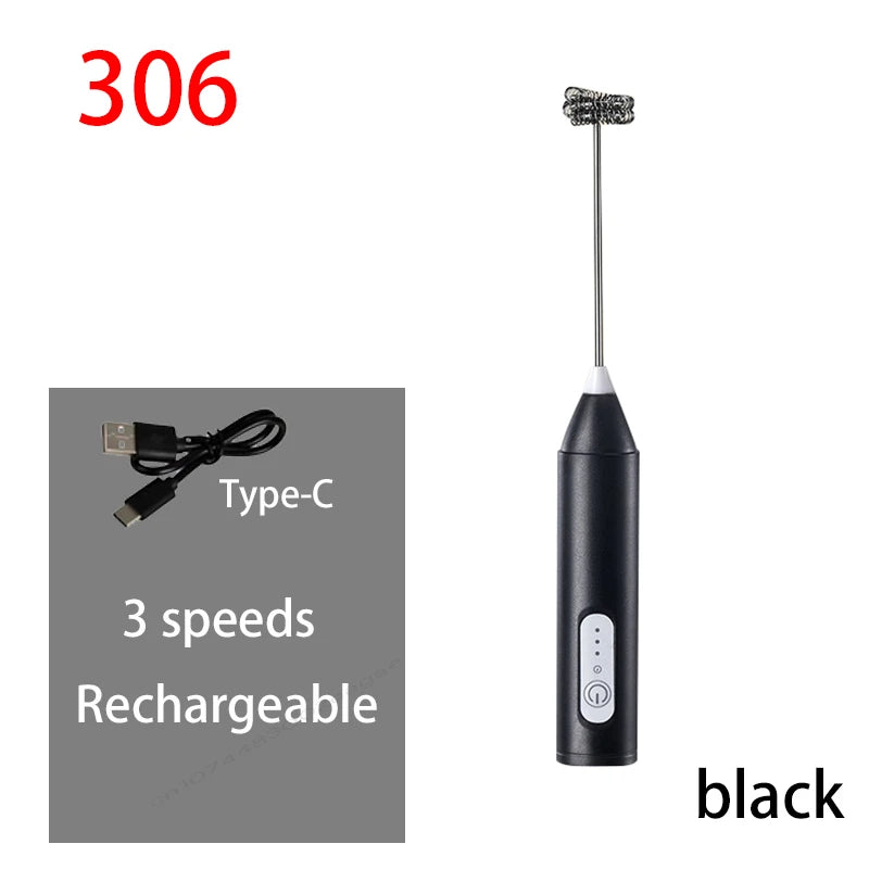 Electric Milk Frother Egg Beater USB 3 Speed Foam Maker