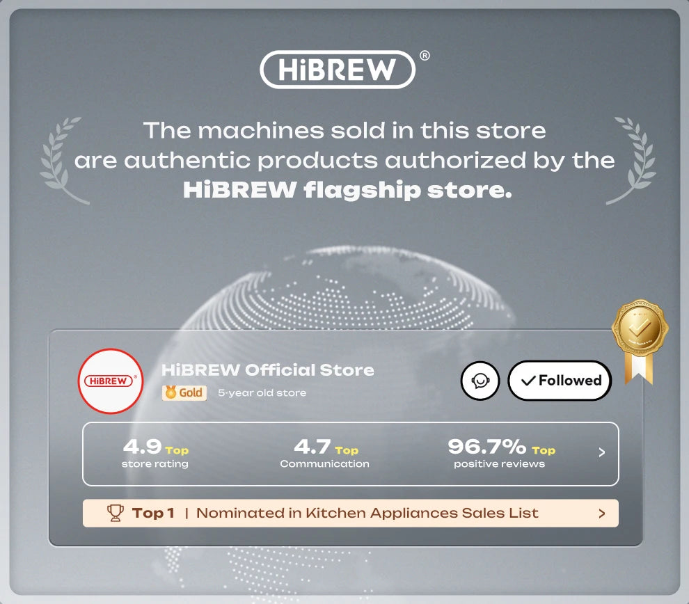 HiBREW 20Bar Semi Auto Espresso Machine Slim Maker