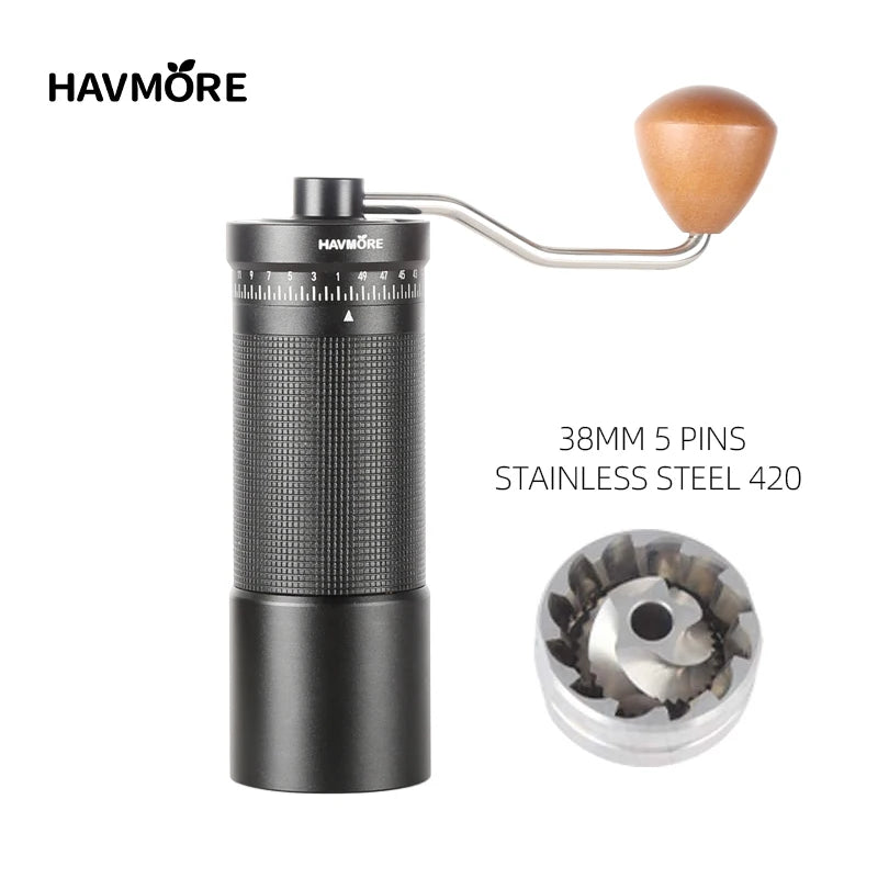 Manual Coffee Grinder Metal Burr Portable Hand Grinder