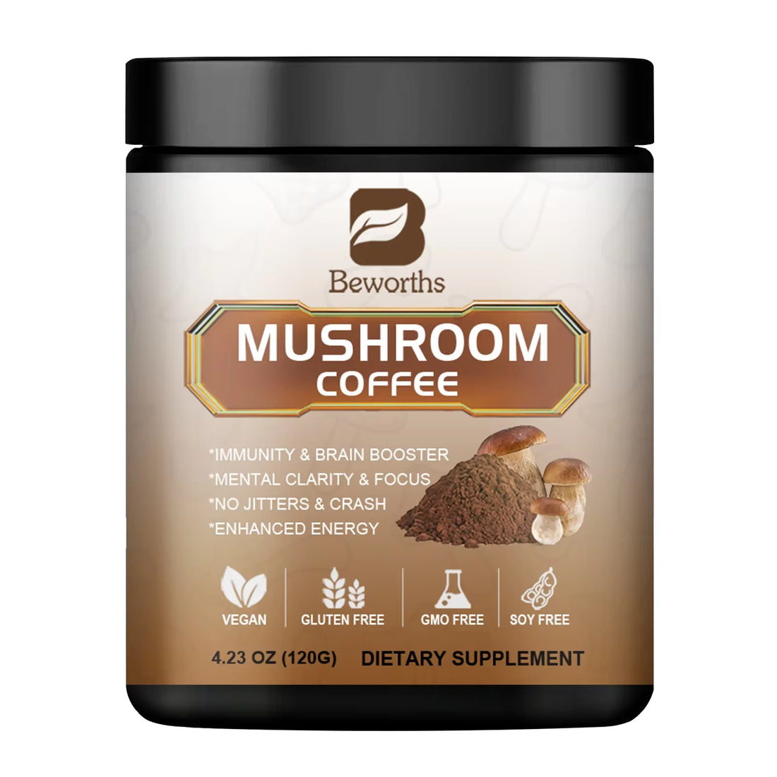 Beworths Mushroom Coffee Energy Focus Blend Drink