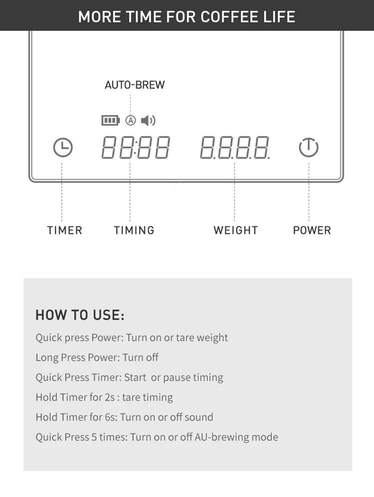 TIMEMORE Black Mirror Coffee Scale Timer Digital