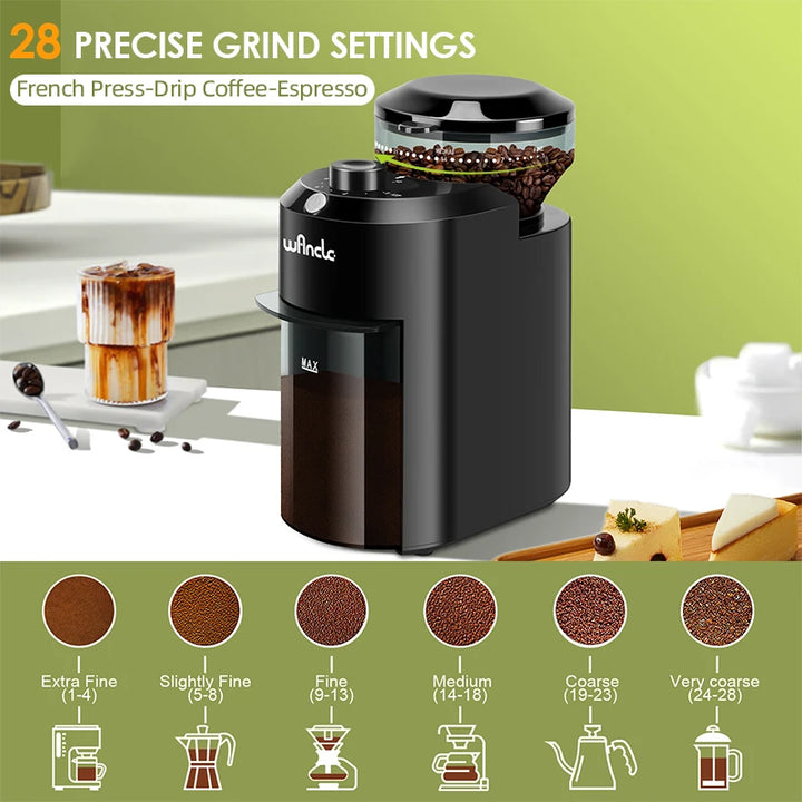 Wancle Electric Burr Coffee Grinder 28 Grind Settings