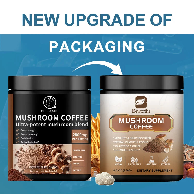 Beworths Mushroom Coffee Energy Focus Blend Drink