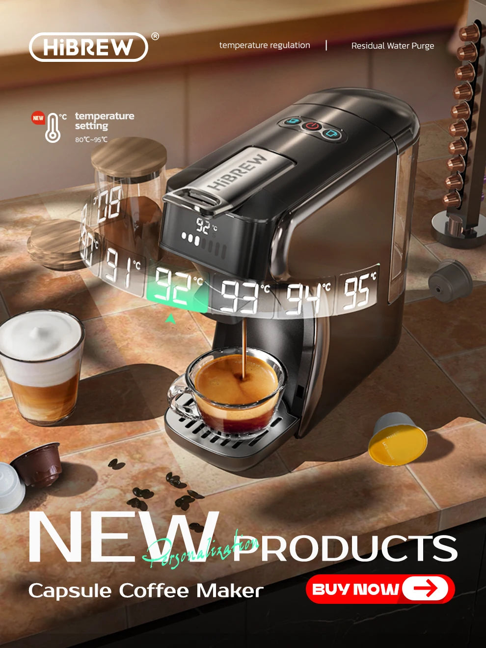 HiBREW 5in1 Capsule Coffee Machine 20Bar Hot Cold