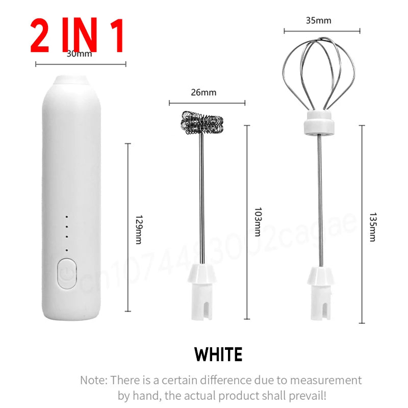 Electric Milk Frother Egg Beater USB 3 Speed Foam Maker
