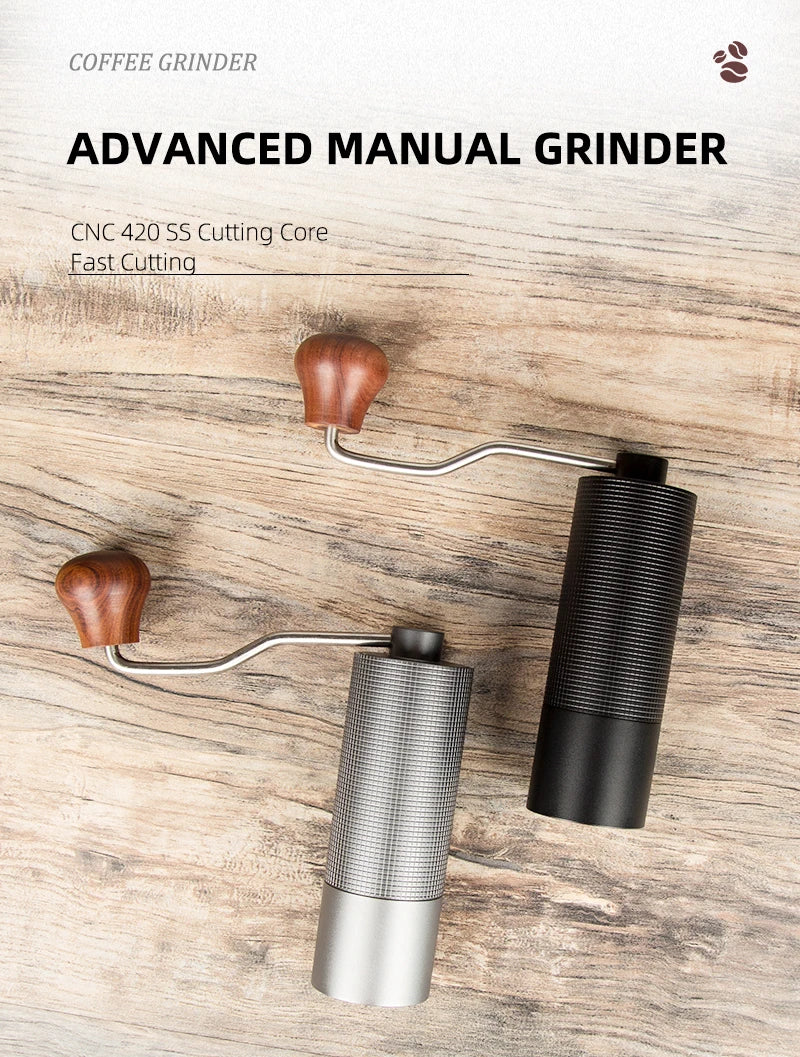 Manual Coffee Grinder Metal Burr Portable Hand Grinder