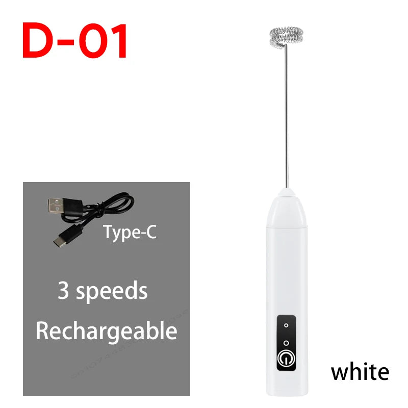 Electric Milk Frother Egg Beater USB 3 Speed Foam Maker