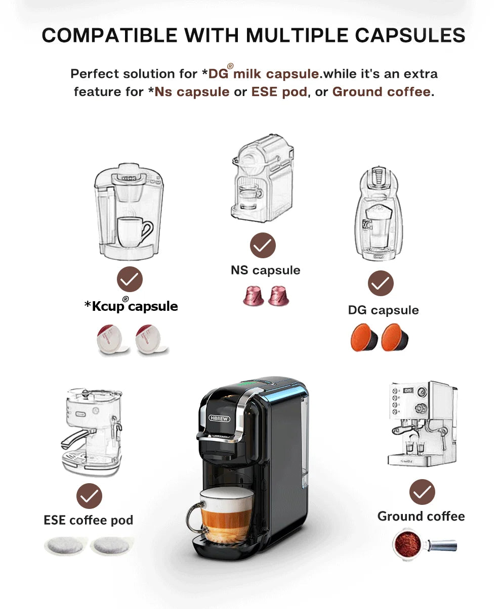 HiBREW 5in1 Capsule Coffee Machine 20Bar Hot Cold