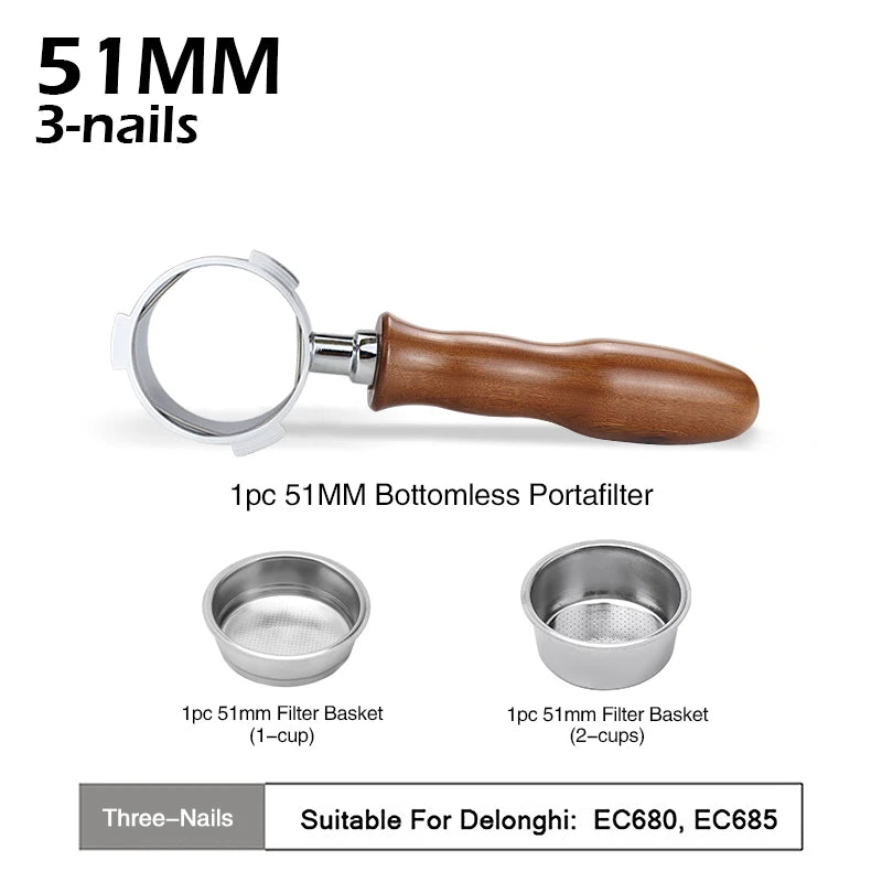 Bottomless Portafilter 51mm For Delonghi Espresso